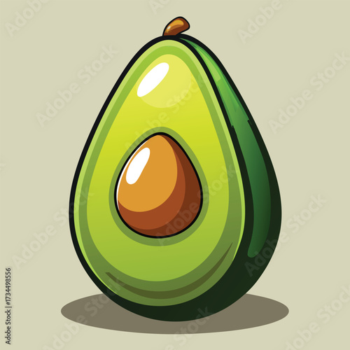 cut avocado on a white background stock illustration