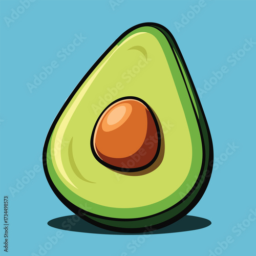 cut avocado on a white background stock illustration