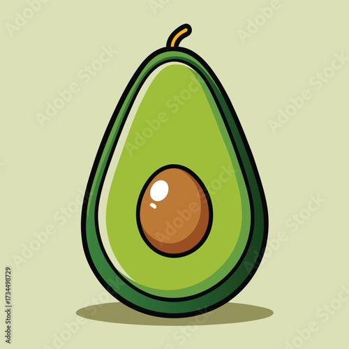 cut avocado on a white background stock illustration