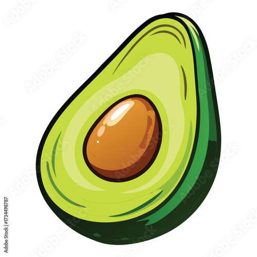 cut avocado on a white background stock illustration