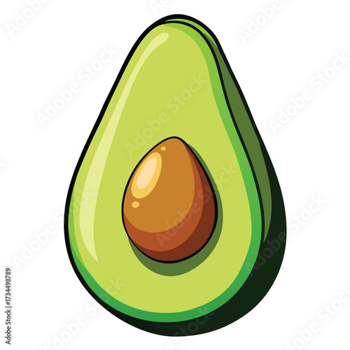 cut avocado on a white background stock illustration