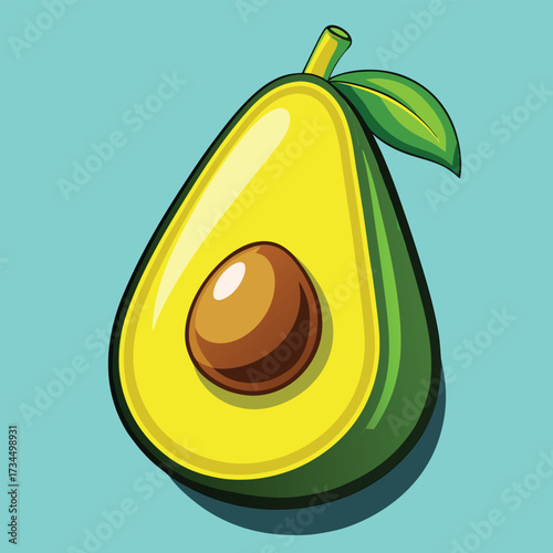 cut avocado on a white background stock illustration