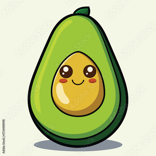 cut avocado on a white background stock illustration