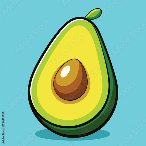 cut avocado on a white background stock illustration