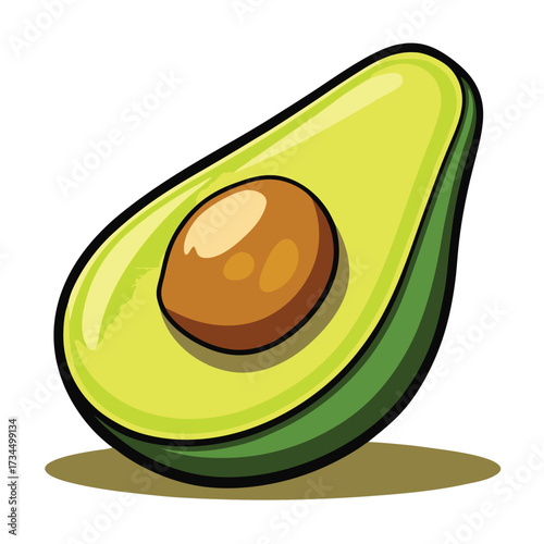 cut avocado on a white background stock illustration