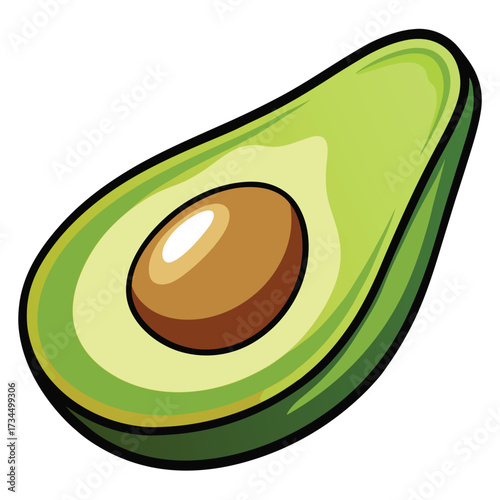 cut avocado on a white background stock illustration