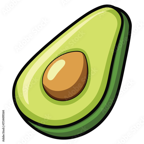cut avocado on a white background stock illustration