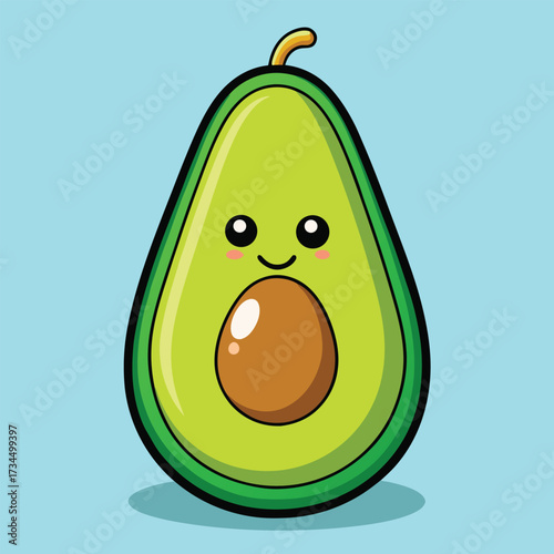 cut avocado on a white background stock illustration