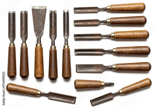 Wallpaper Mural A set of wood carving tools rustic and well used isolated on a white background  Torontodigital.ca