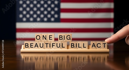 One big beautiful bill act legislation displayed against american flag