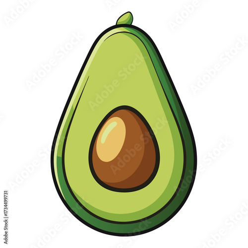 cut avocado on a white background stock illustration