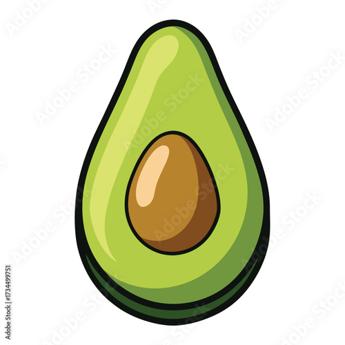 cut avocado on a white background stock illustration