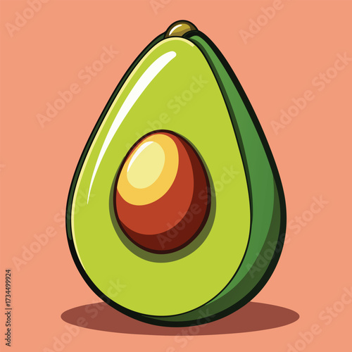 cut avocado on a white background stock illustration