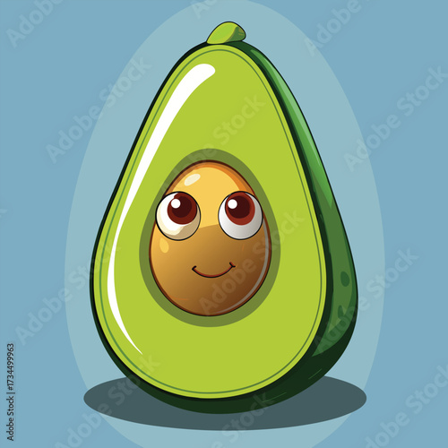 cut avocado on a white background stock illustration