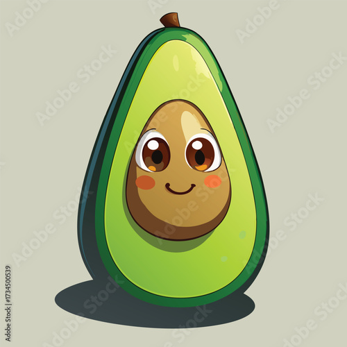 cut avocado on a white background stock illustration