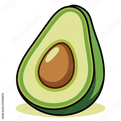 cut avocado on a white background stock illustration