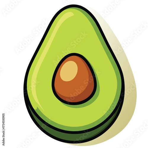 cut avocado on a white background stock illustration