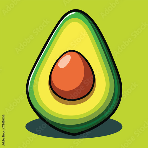 cut avocado on a white background stock illustration