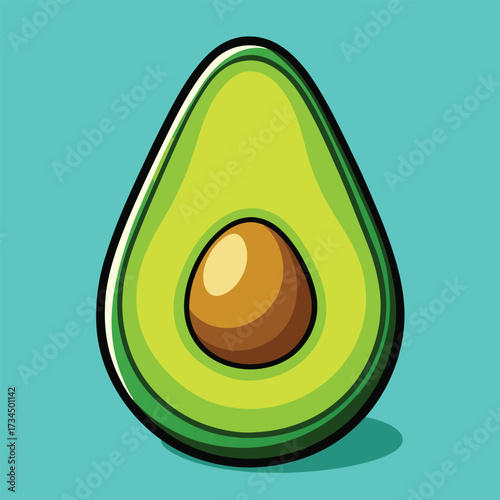 cut avocado on a white background stock illustration