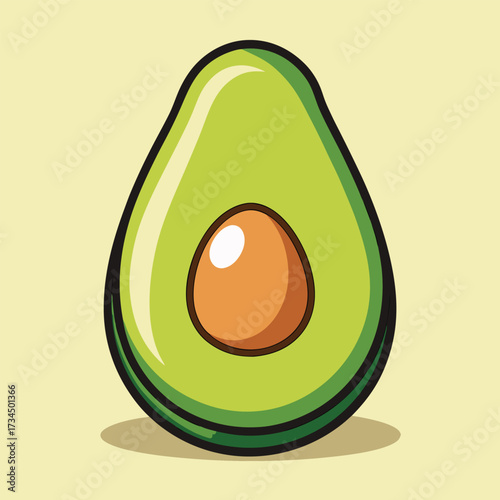 cut avocado on a white background stock illustration