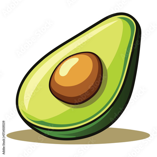 cut avocado on a white background stock illustration
