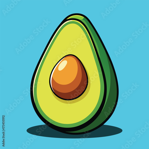 cut avocado on a white background stock illustration