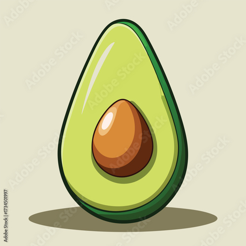 cut avocado on a white background stock illustration