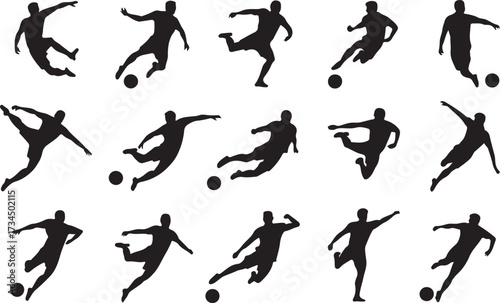 Soccer kick silhouette vector on white background