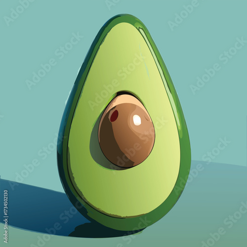 cut avocado on a white background stock illustration
