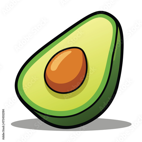 cut avocado on a white background stock illustration