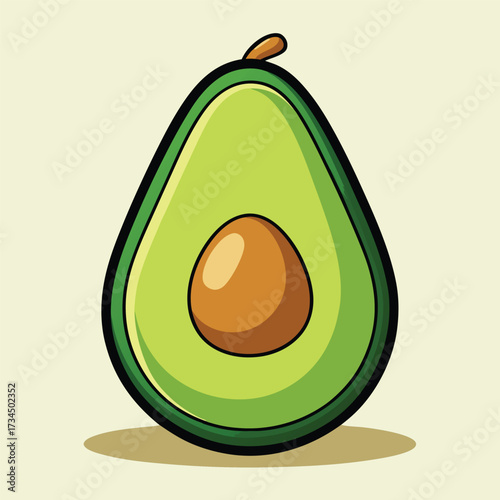 cut avocado on a white background stock illustration
