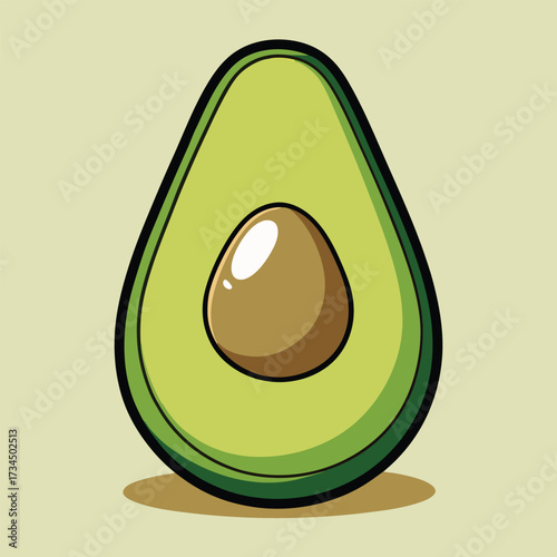 cut avocado on a white background stock illustration
