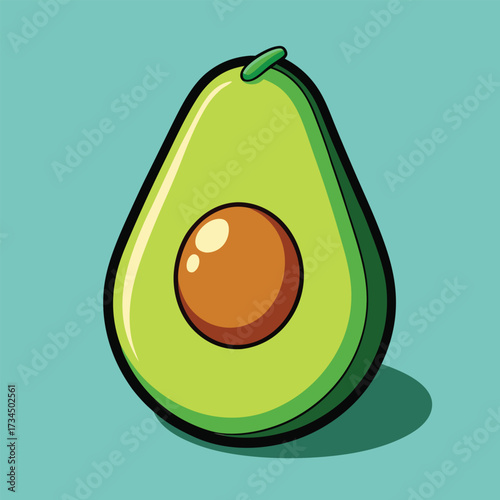 cut avocado on a white background stock illustration