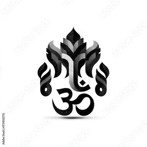 Stunning Om Ganesha calligraphy art symbolizing spiritual wisdom and divine beginnings perfect for cultural designs