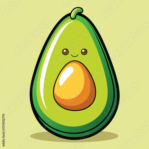 cut avocado on a white background stock illustration