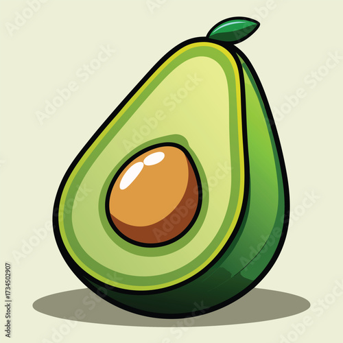 cut avocado on a white background stock illustration