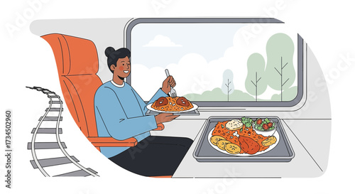 Enjoying delicious meals during train journeys for comfort travel and amazing vacation experience