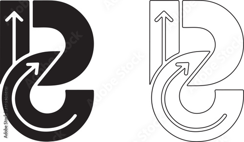 Abstract Geometric Interlocking Monogram B C D Arrow Logo