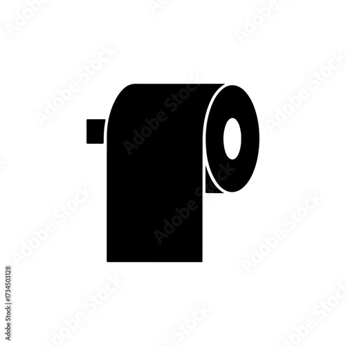 Toilet paper roll icon vector, Bathroom tissue design