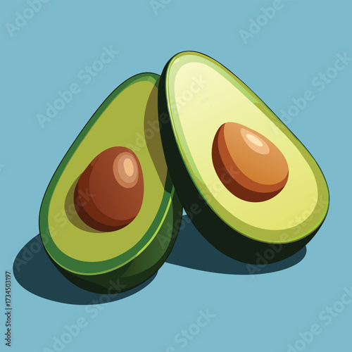 Avocado isolated on white stock Vector illustration