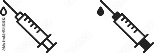 Medical healthcare vaccination injection syringe black icon vector design