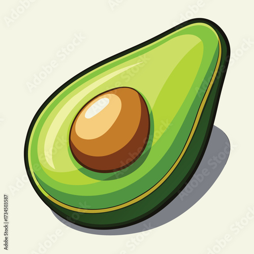 Avocado isolated on white stock Vector illustration