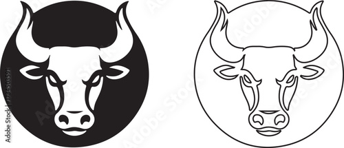 Intense Bull or Ox Head Circle Logo Design