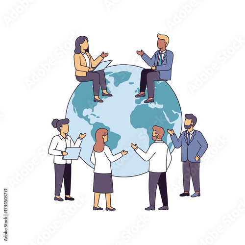 Diverse Global Team Collaborating and Connecting on a Worldwide Scale
