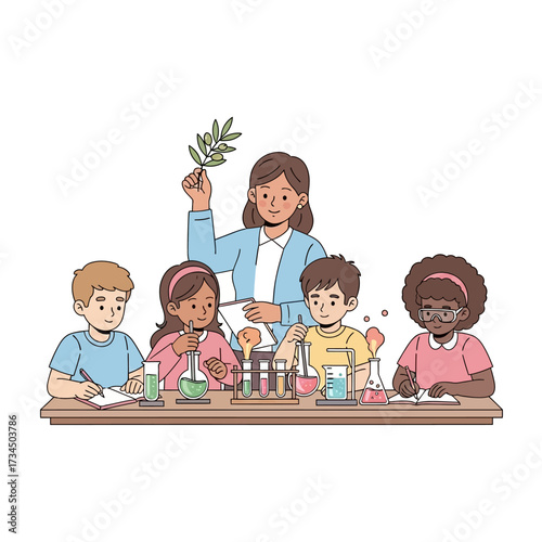 Enthusiastic Young Scientists Engaging in Fun Science Experiments at School