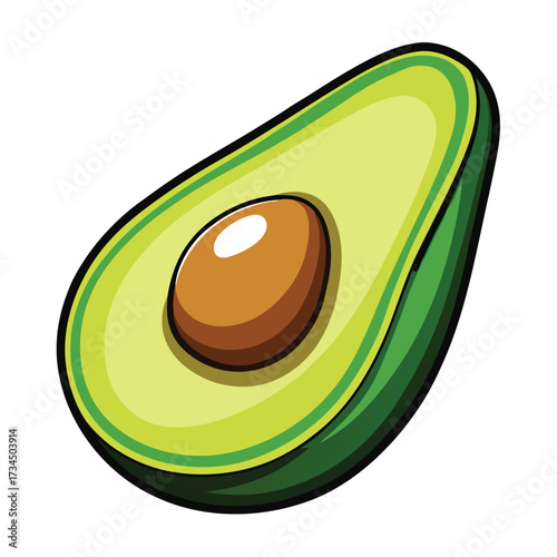 Avocado isolated on white stock Vector illustration
