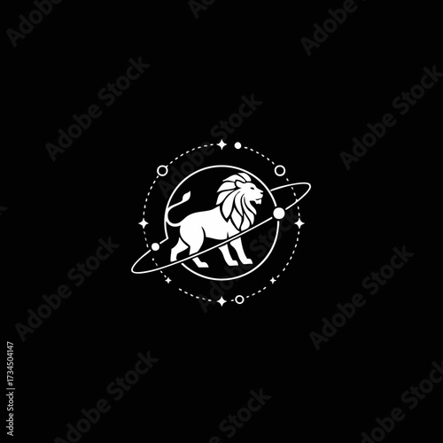 Lion logotype planet vector