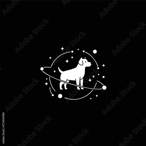 Dog planet Pet logotype