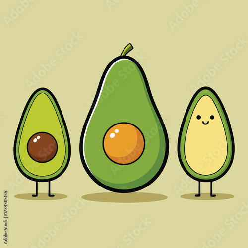 Avocado isolated on white stock Vector illustration