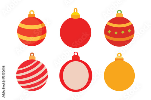 Christmas Ball Ornament Set Vector